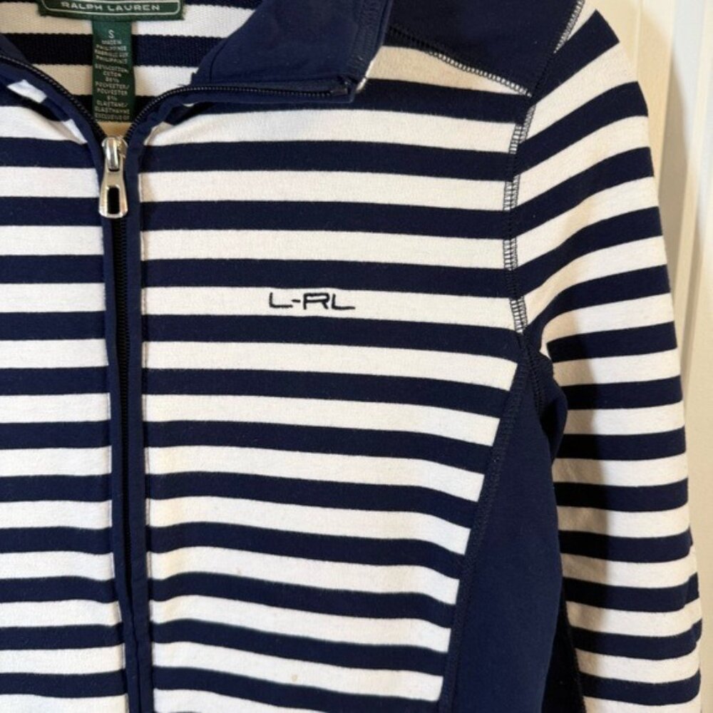 Lauren Ralph Lauren Active Women’s Zip Up Jacket Size Small Striped Retro - Picture 8 of 12
